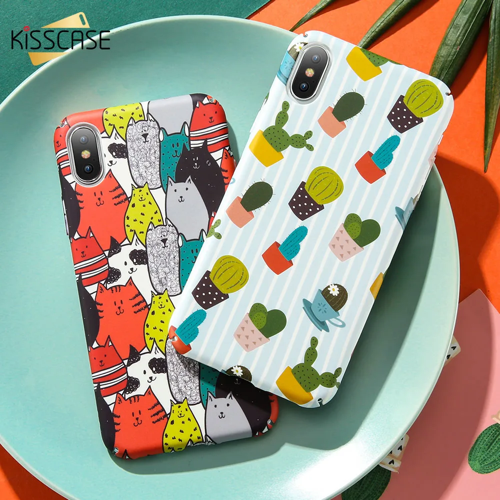 Чехол KISSCASE с милым рисунком для iPhone 7 8 6 6S Plus X расписанные вручную чехлы телефонов