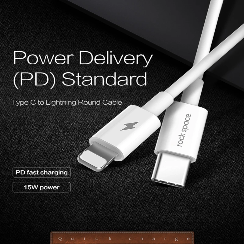 Rock PD type C для освещения зарядный кабель 15 Вт Быстрая зарядка Iphone X 8 Plus Macbook с