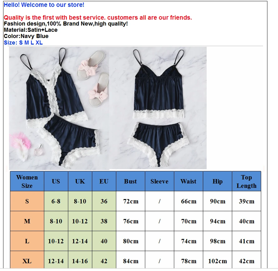 Мода 2 шт сексуальное женское атласное кружевное нижнее белье Babydoll ночная