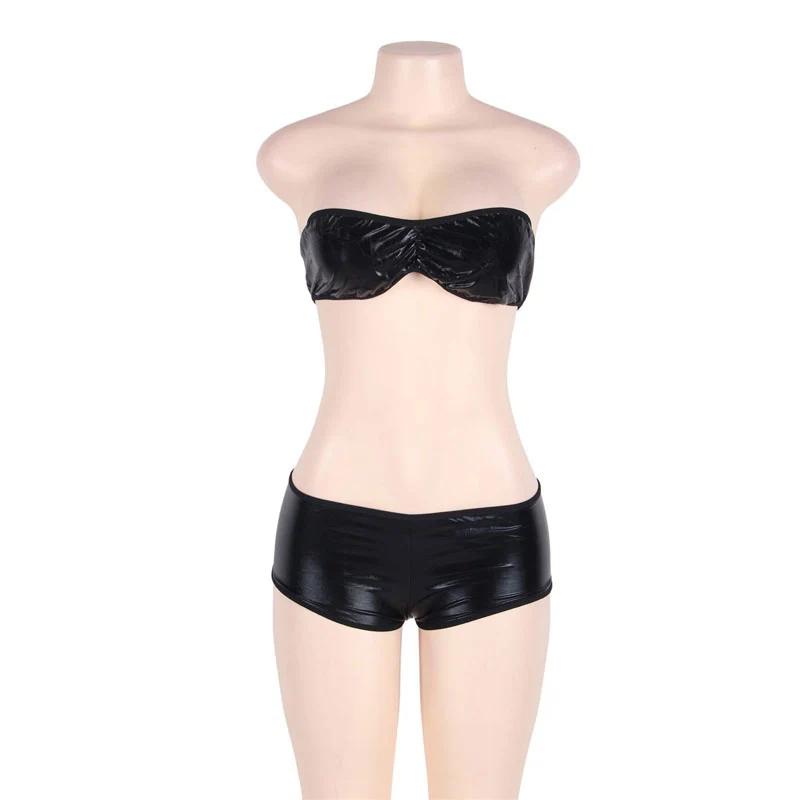 Kiliglic Sexy Lingerie For Women 3pcs Transparent Bodycon Baby Doll With Leather Bra+Panty Costumes R80529 | Тематическая одежда и