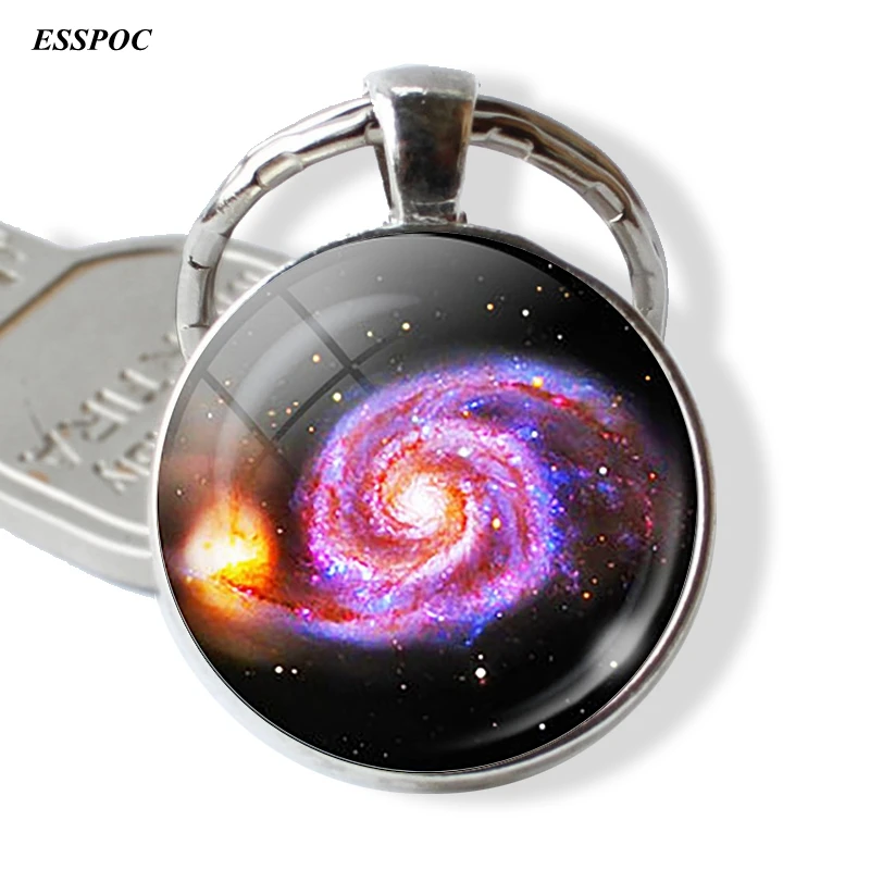 Full Moon Pendant Keychain Jewelry Galaxy Space Glass Bezel Art Photo Key Chain Christmas Gift | Украшения и аксессуары