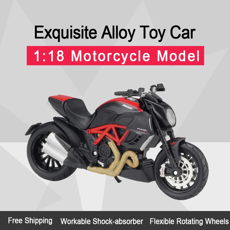 MAISTO 1:18 Diavel углеродная Литая модель мотоцикла работоспособная короткошерстная