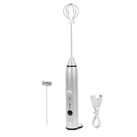 rechargeable electric milk frother with 2 whisks handheld foam maker for coffee latte cappuccino hot chocolate durable dr