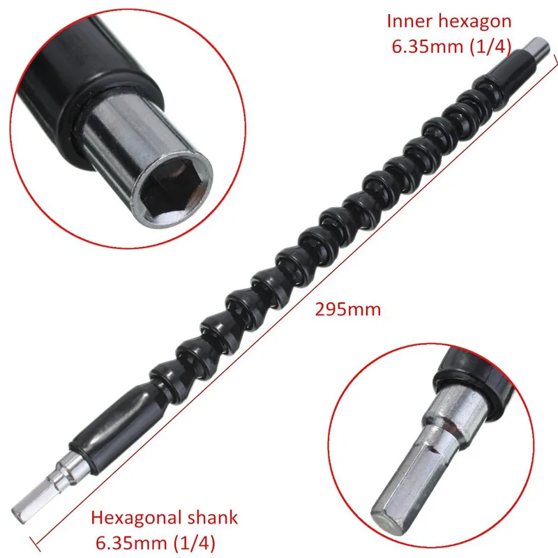 

Best 290mm Flexible Shaft Bit Extention Screwdriver Drill Bit Holder Connect Link for Electronic Drill