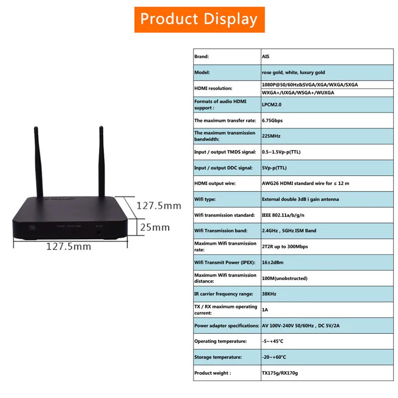 Hdmi беспроводной удлинитель 100 м 2 4 ГГц/5 ГГц Hd 1080P 1 3 3D Wifi приемник-передатчик