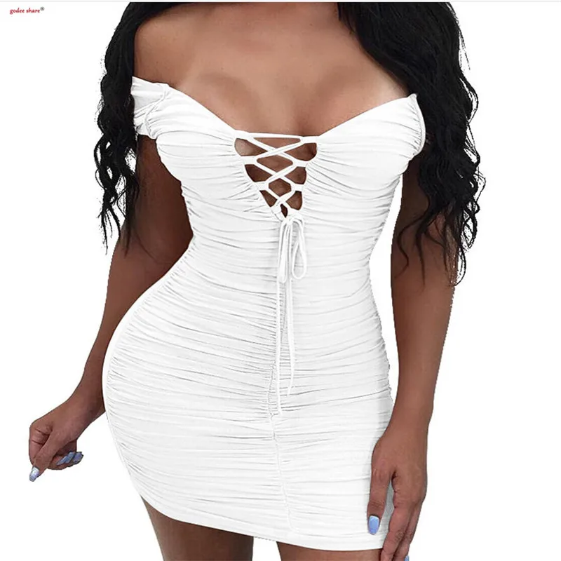 Sexy Mini Dresses Women Vestido 2019 Femme Summer Clothes Short Sleeve V Neck Backless Bandage Dress Female Costumes | Женская одежда