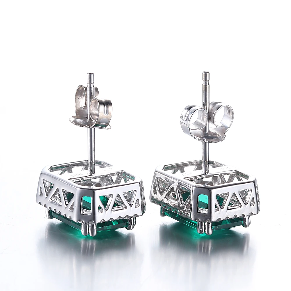 HELON 2.1ct 5x7 мм подлинные обработанные изумрудами серьги для помолвки 10K из белого