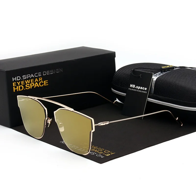 Женские Классические солнцезащитные очки HD.space кошачий глаз с двойными лучами