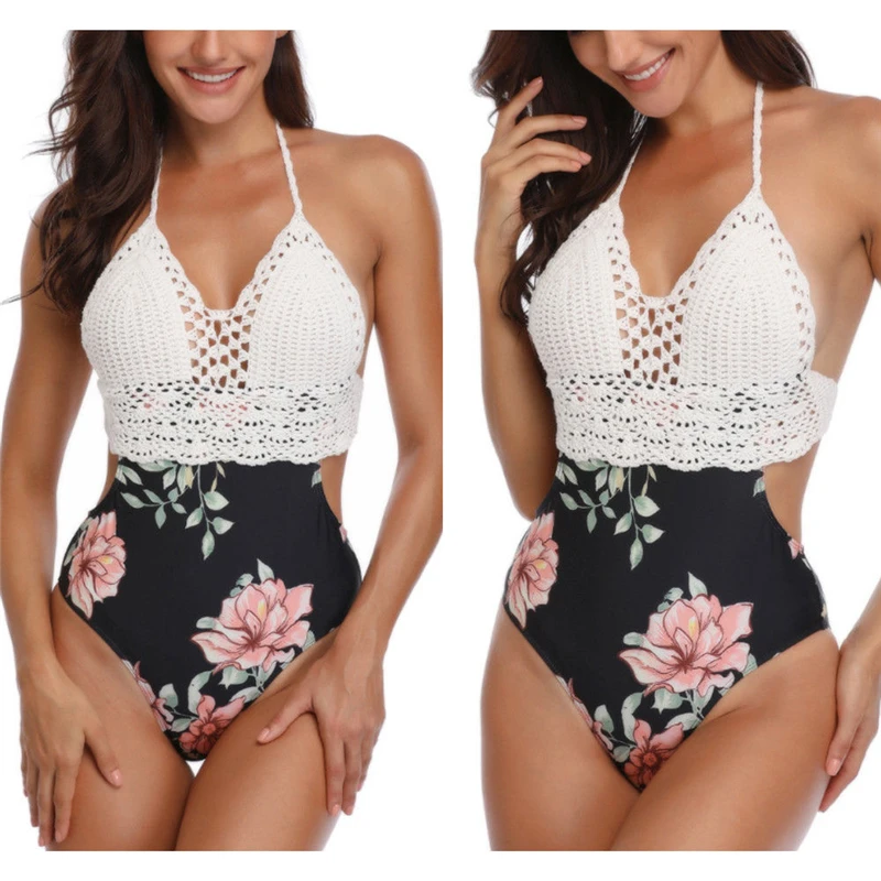 Цельный купальный костюм женская одежда для плавания с цветочным рисунком