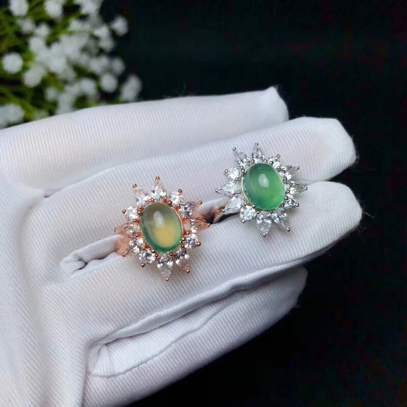 CoLifeLove 925 Silver Prehnite Ring for Party 3 Ct Natural Sterling Jewelry Gift Wife | Украшения и аксессуары