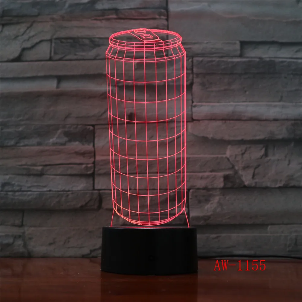 Жестяные банки 3D 7 цветов меняющиеся светодиодные настольные лампы Usb