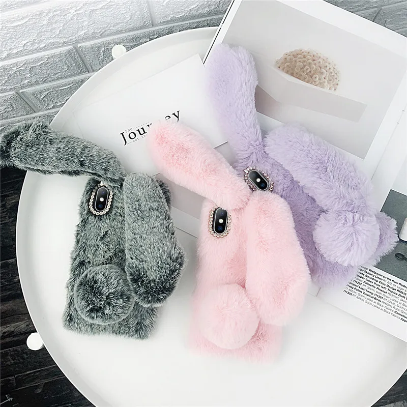 Lovebay Luxury Rabbit Fashion Case For iPhone 6 6s Plus 7 8 X XR Animal Hair TPU Cell Phone Cover XS MAX Cases |