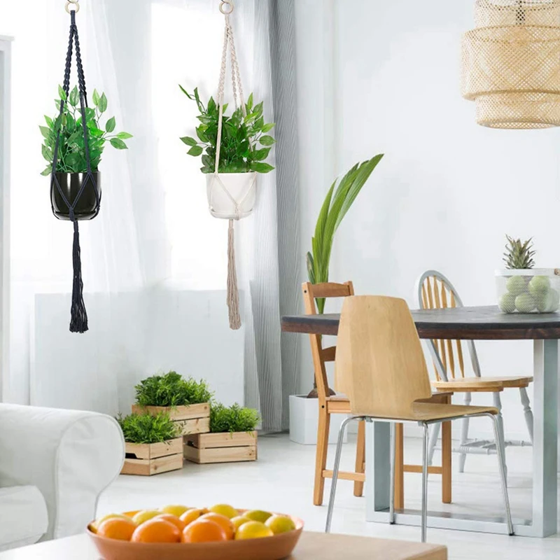Macrame Plant Hanger 4Packs Hanging Holders Indoor Outdoor Wall Planter For Modern Hoho Home Decoration | Дом и сад