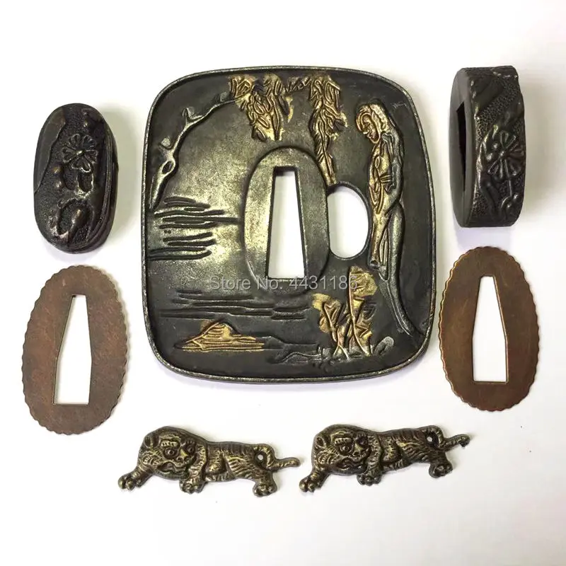 Комплект Tsuba из сплава подходящий для японского самурайский меч катана Wakizashi Tanto