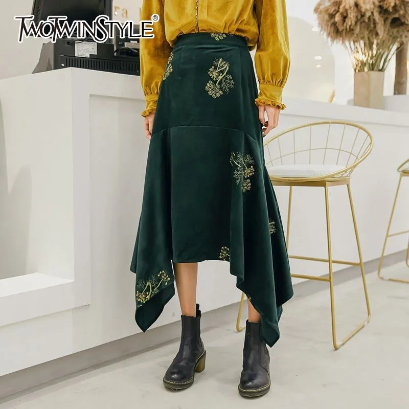 Женская велюровая юбка TWOTWINSTYLE винтажная с высокой талией|Женские юбки| |