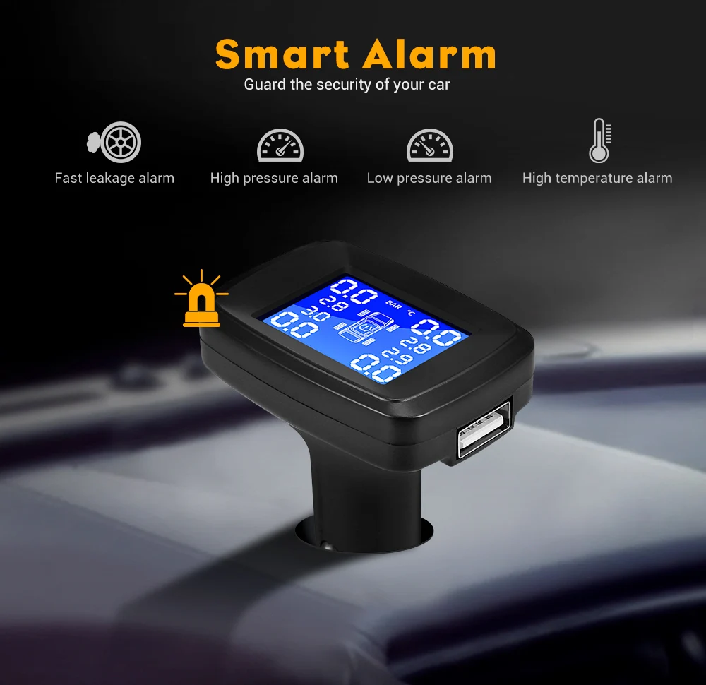 Умная Автомобильная TPMS DC 5V система мониторинга давления в шинах реальном времени