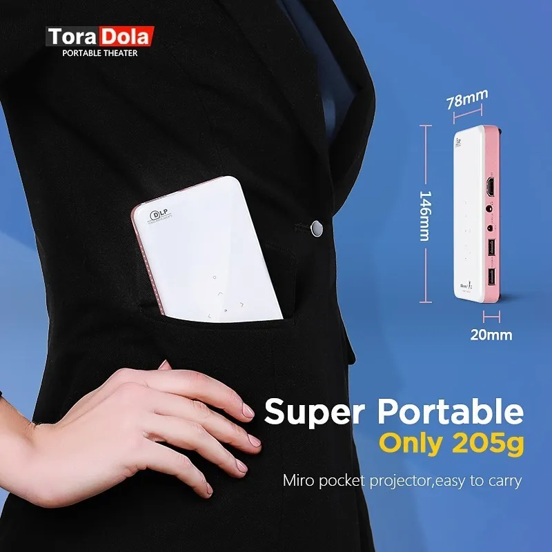 Tora Dola Ubeamer X2 мини проектор Android wifi батарея поддержка 1080 p портативный 3D домашний