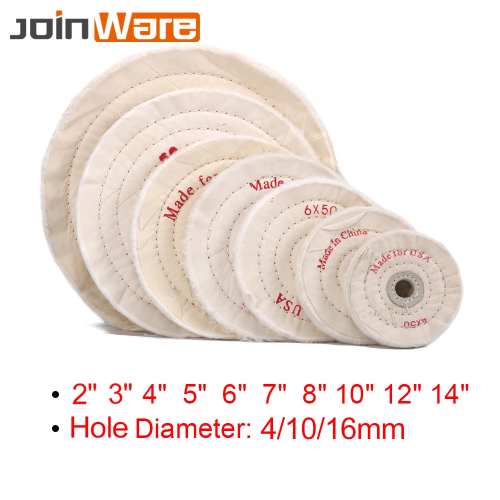 Cotton Polishing Wheels 2&quot-14&quot Cloth Buffing Wheel Grinder for Jewelry Wood Metal Abrasive Tools 4/10/16mm Hole 1Pc | Инструменты