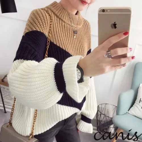 Женский вязаный свитер с высоким воротником теплый джемпер Осень-зима 2019 |