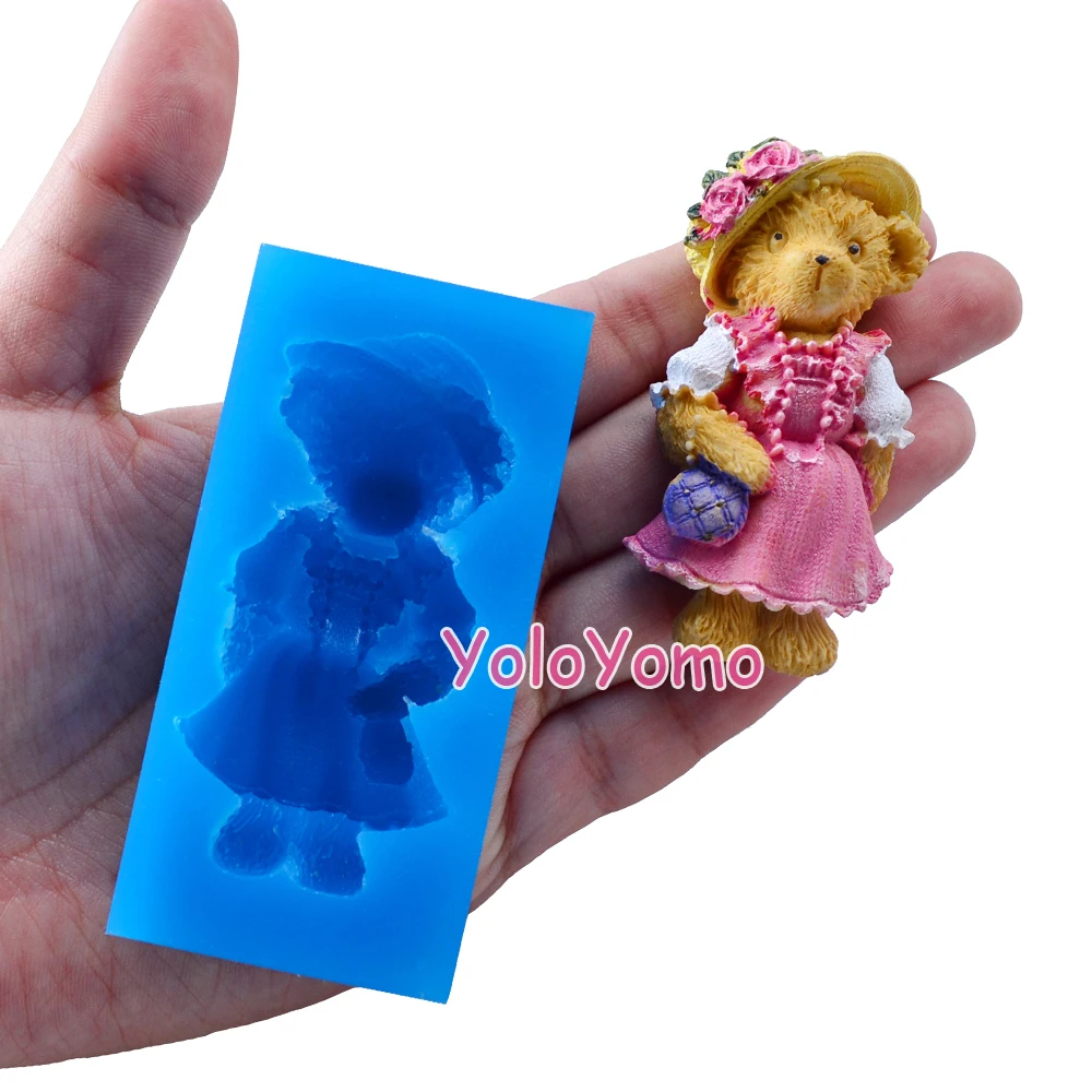 D529YL 63 6 мм 3D леди силиконовая форма Медведь для в виде животных украшения торта