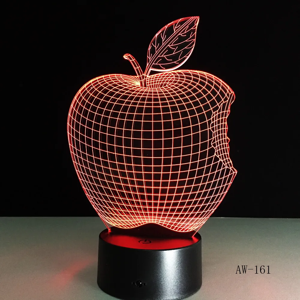 Apple 7 Colors 3D Desk Lamp LED Acrylic Vision Stereo Bedside Hologram Decor Touch Switch Light Night Light Gift for Kids AW-161 image 4
