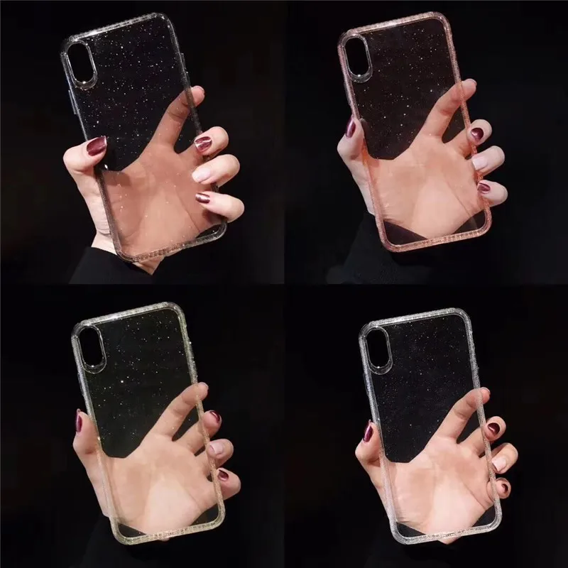 Lovebay Transparent Cases For IPhone X XS MAX XR 8 7 6 6S Plus Soft Luxury Glitter TPU Covers Shockproof Shining Back Shell Capa |
