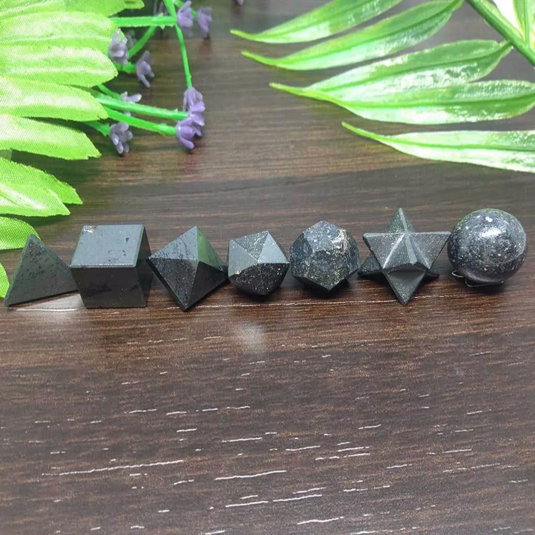 

7pcs Hematite Platonic Solids Sacred Meditation Crystal Geometric Set Jewelry Making