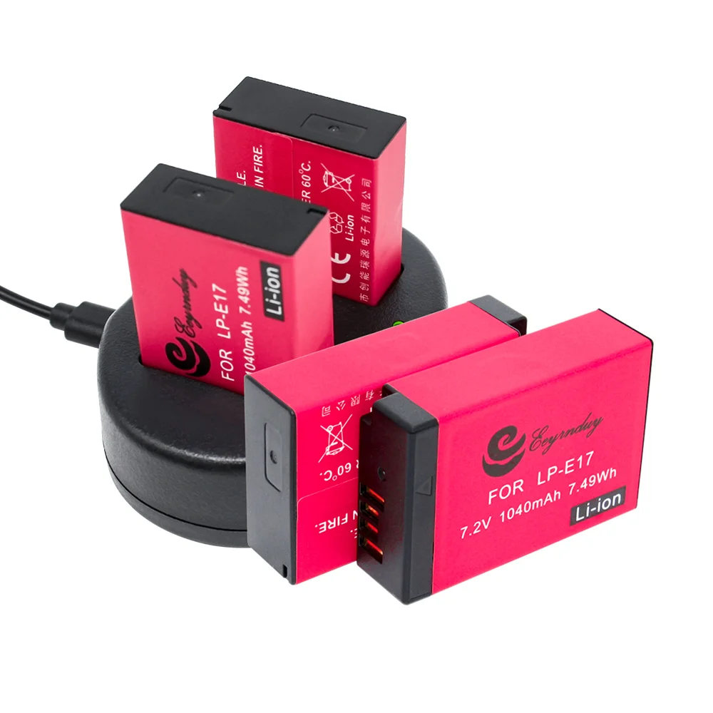 LP E17 батарея (4 Pack) и USB двойное зарядное устройство для Canon EOS 750D 760D M3 Rebel T6i LC