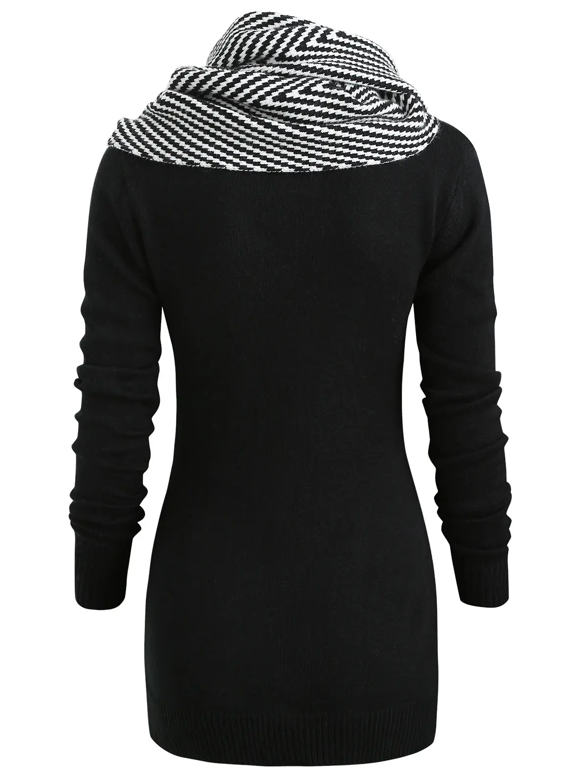 Wipalo Pullover Sweater Women Buttons Crew Neck Long Sleeve With Striped Scarf Winter New Fashions Ladies Tops Clothing | Женская одежда