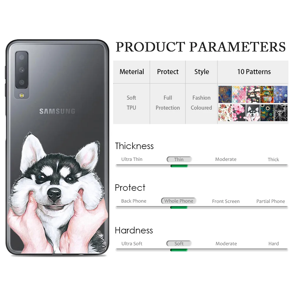 JONSNOW узорчатый чехол для Samsung Galaxy A7 2018 A750F прозрачная Мягкая силиконовая задняя