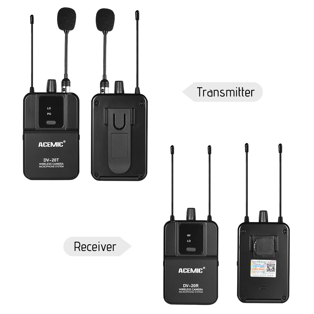 ACEMIC DV 20 UHF истинное Разнообразие беспроводной микрофон Lavalier с передатчиком и