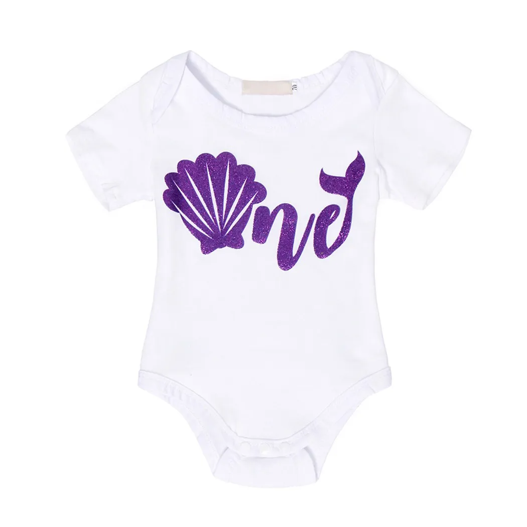 AmzBarley Princess Ariel Costume Baby Girls clothes set Newborn Halloween Birthday Party outfits Romper Sequin Dress+ headband | Детская