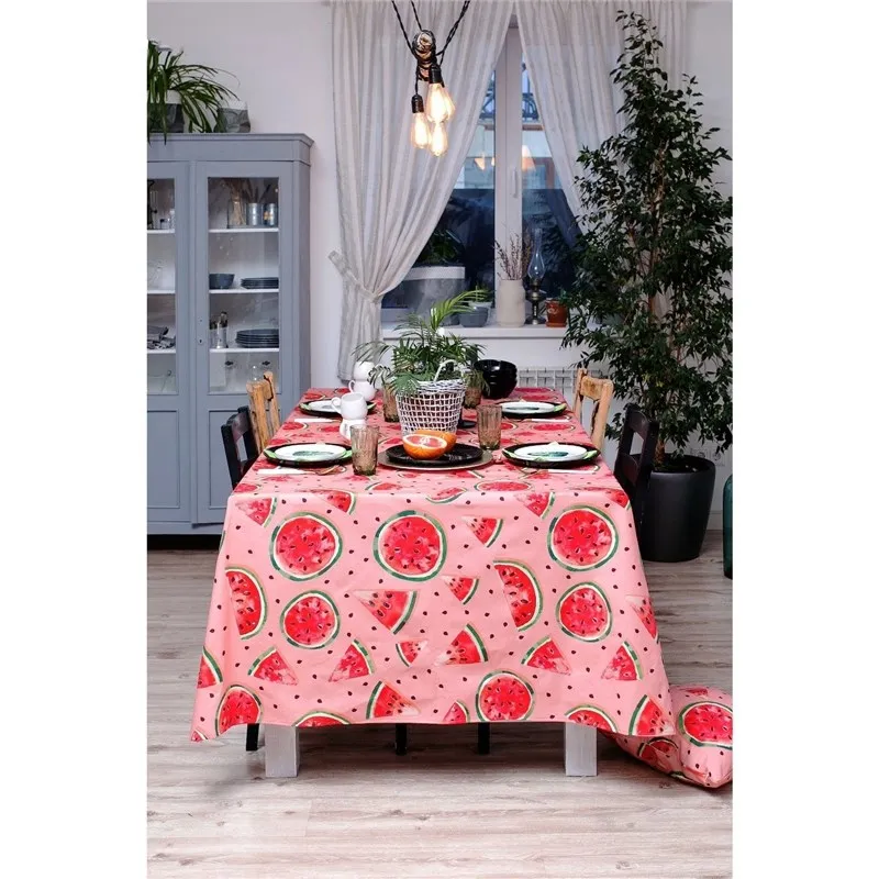 Скатерть Этель Арбузы 150×220 см репс пл. 130 г/м² 100% хлопок | Дом и сад