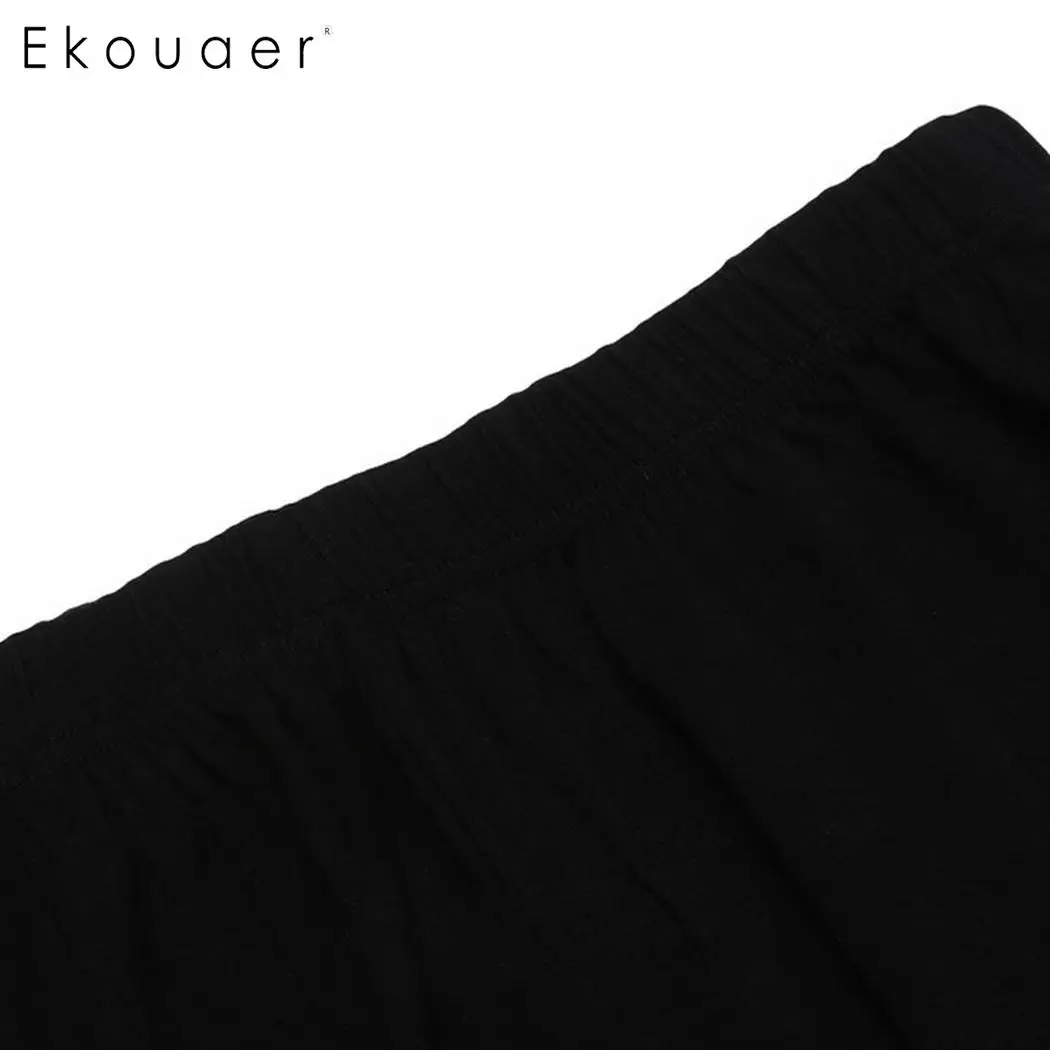 Ekouaer пижамный комплект пижамы Женские повседневные топы с коротким рукавом и