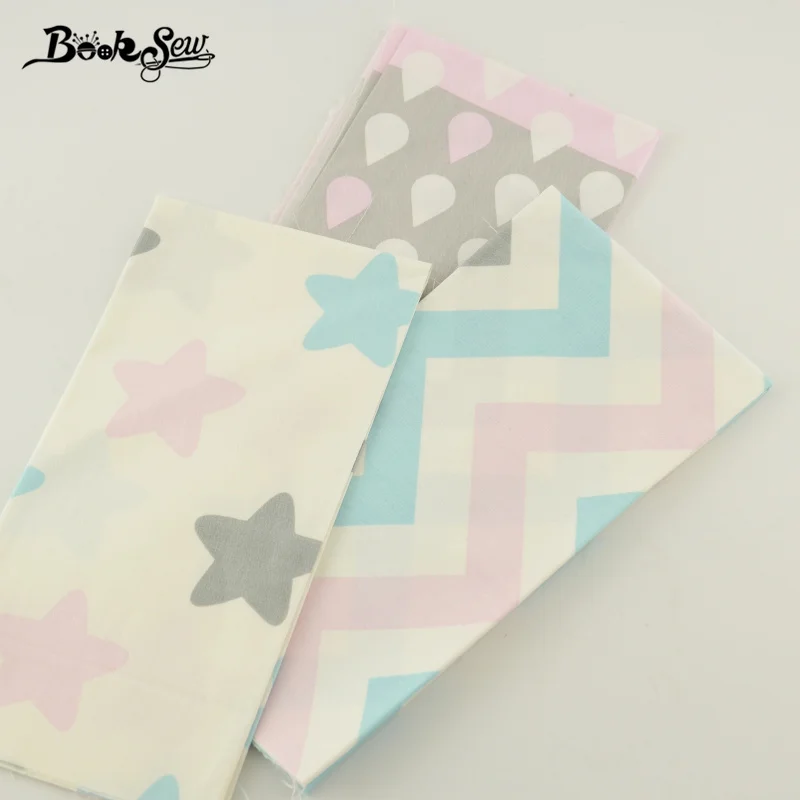 Booksew 100% хлопок саржевая ткань 3 шт./лот Набор для резки милый дизайн tecidos telas