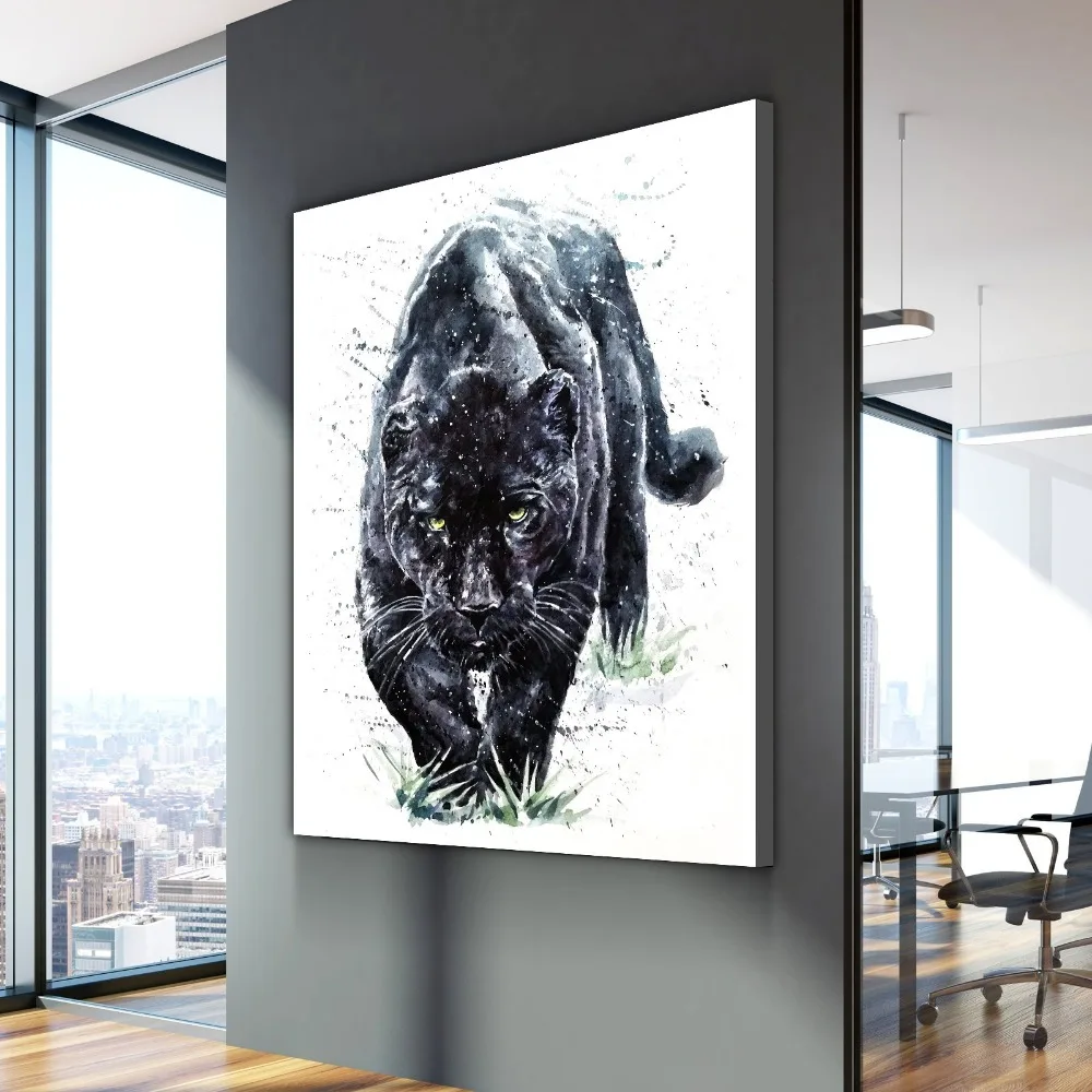 Женская Картина на холсте с черным Ягуаром|Рисование и каллиграфия| |