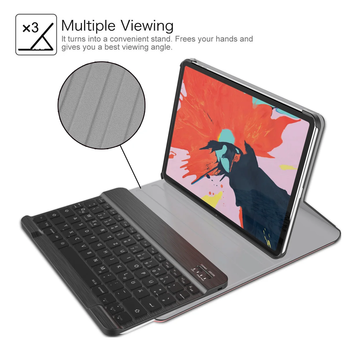Германия Bluetooth клавиатура чехол для iPad Pro 12 9 2018 смарт флип стенд из искусственной