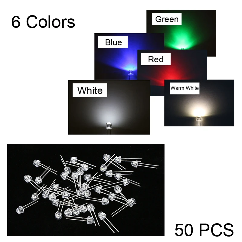 50 шт. светодиодный испускать быстро/медленно фонарь RGB свет DIY красный теплые