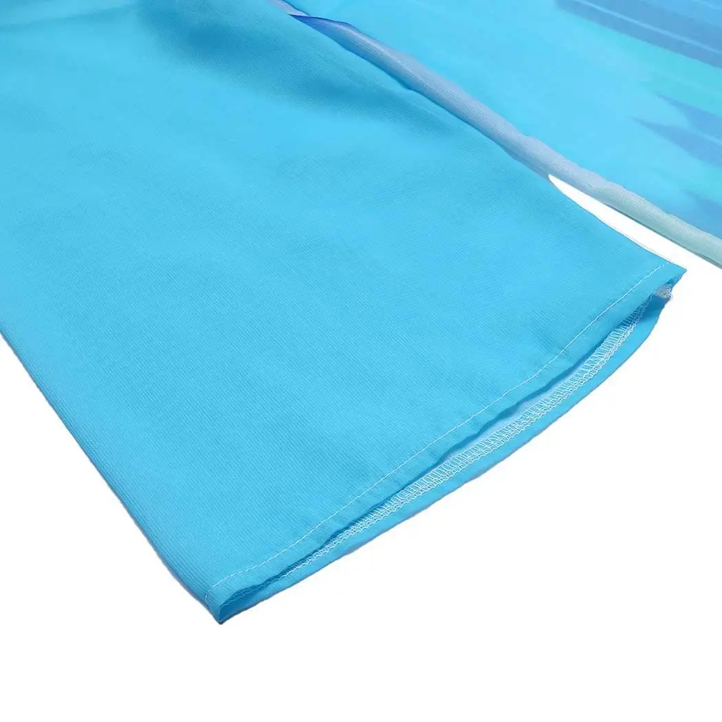 Women Casual 3/4 Sleeve Open Front Print Blue Long Loose Chiffon Bikini Cover Up Beach |