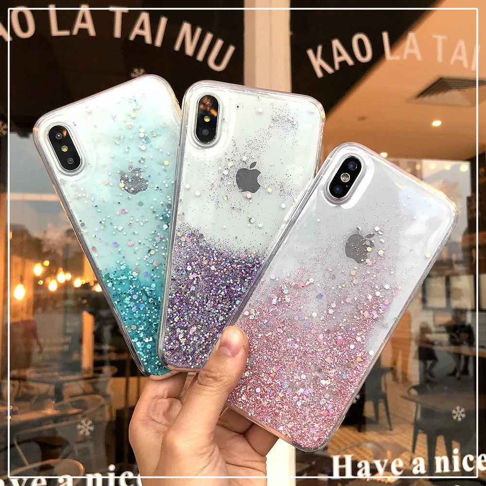 Новый Блестящий Роскошный чехол для Iphone XR 7 6 6s 8 Plus чехлы мягкий прозрачный из ТПУ X