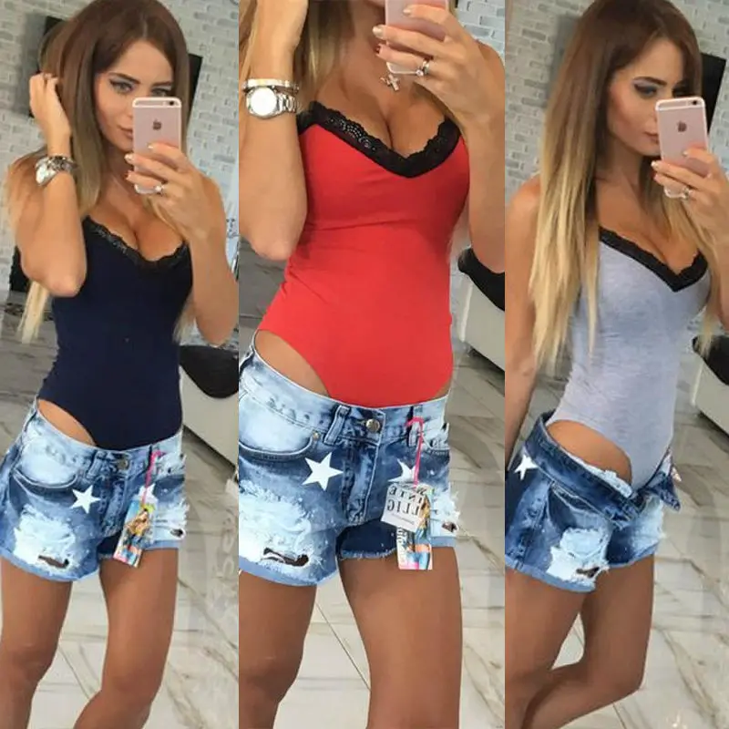 Боди женское без рукавов эластичный с треугольным вырезом|Боди| |
