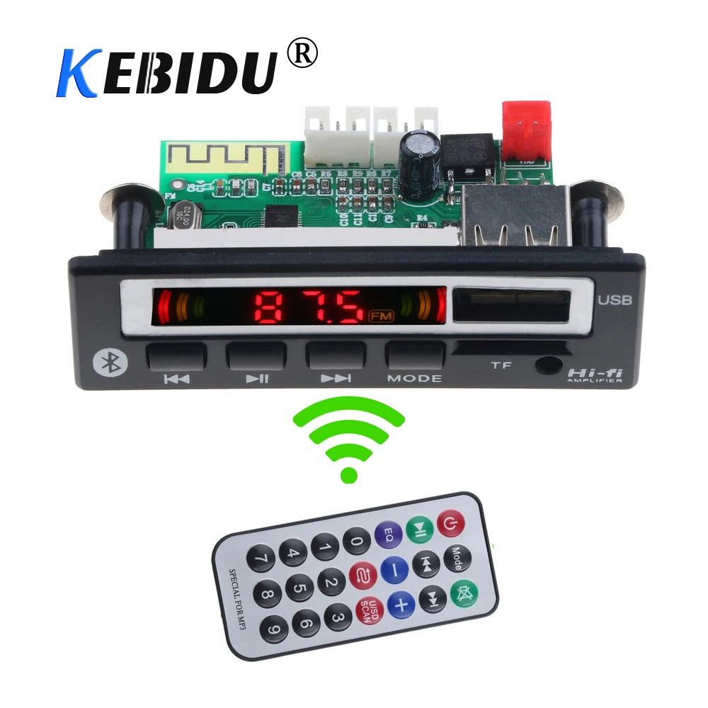KEBIDU беспроводной Bluetooth 5 0 MP3 WMA WAV декодер плата Новый светодиодный аудио модуль в 12