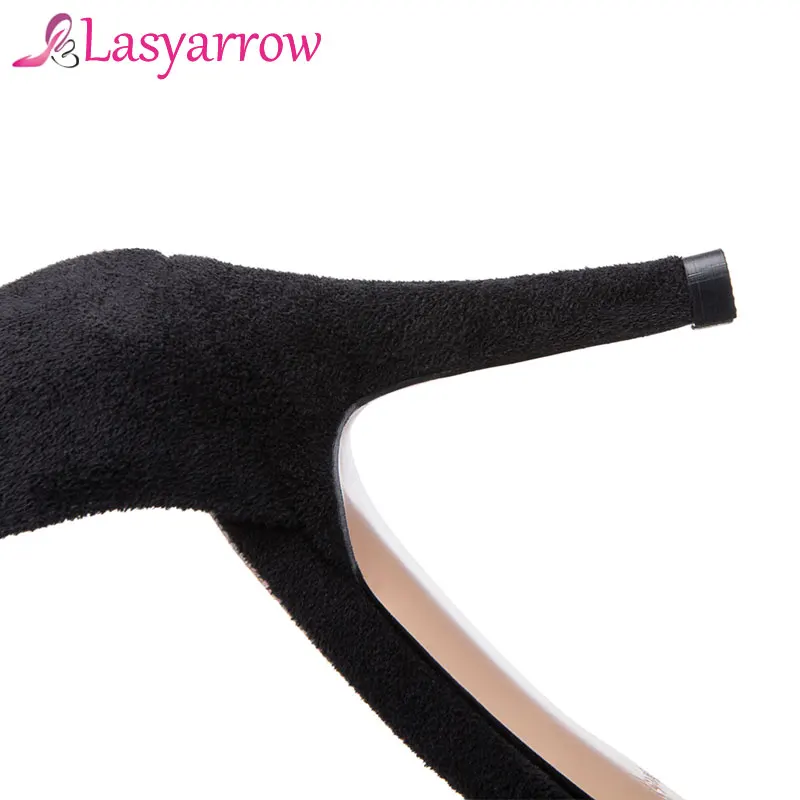 Женские прозрачные босоножки на платформе Lasyarrow свадебные туфли высоком каблуке