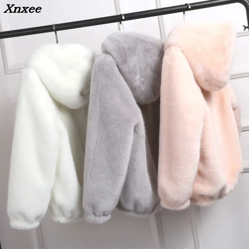 Woman Autumn and Winter Faux Fur Jacket 2018 Female Fashion Oversized Causal Hooded Coat Xnxee | Женская одежда