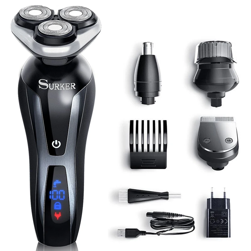 Surker Rscx9588-04 Мужская 4D электробритва 4 в 1 триммер для бороды Аккумуляторная Бритва