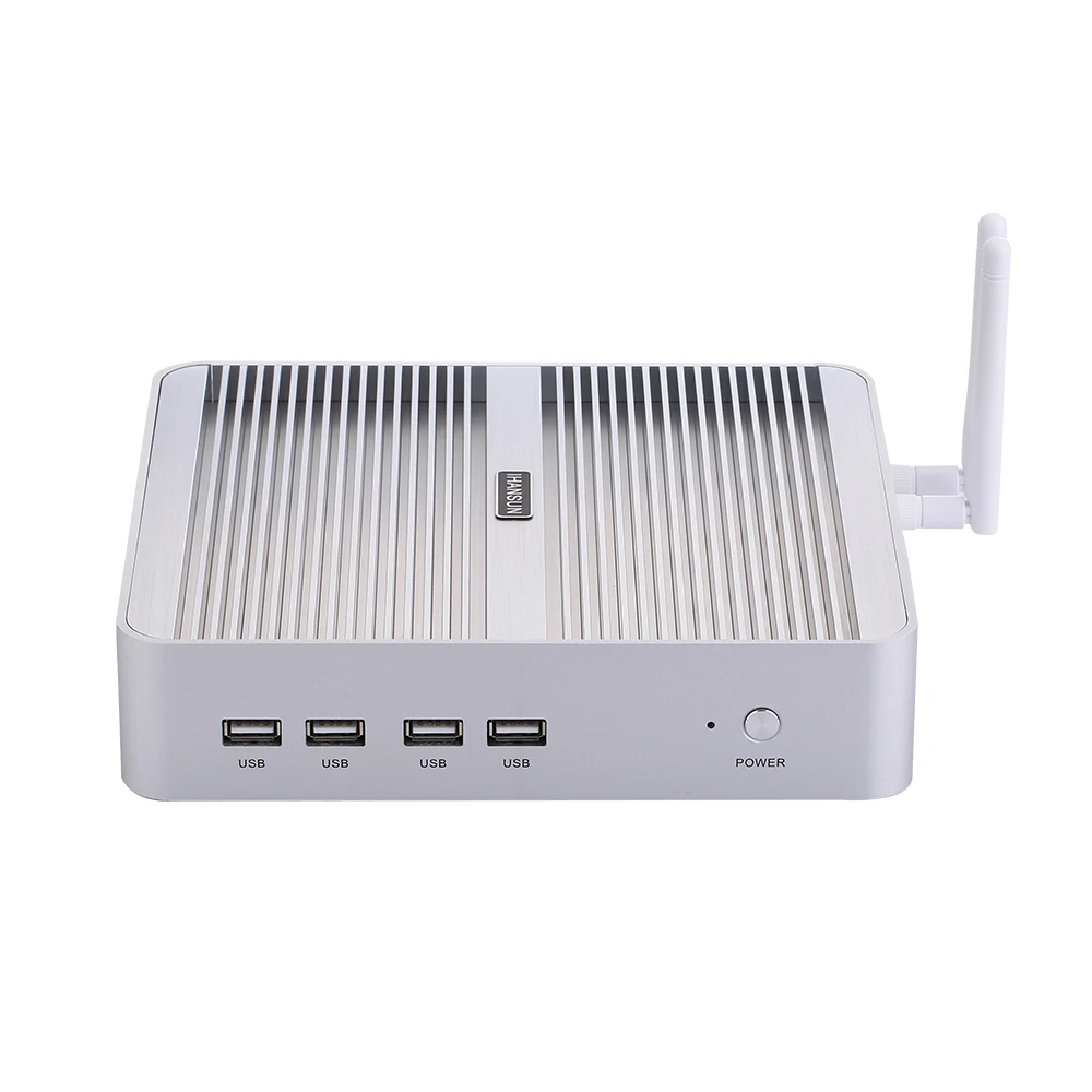 Безвентиляторный мини ПК Intel Core I3 7100U Windows 10/Ubuntu серебристый [HUNSN BM07] (WiFi/1VGA/1 HDMI/4USB3.