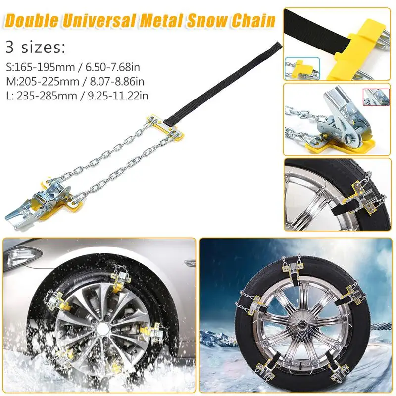 

Professional 1pc Silver Double Universal Metal Snow Chain Suitable For Snow Road Sand Road Mud Road Manganese Steel