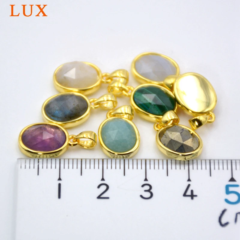 Natural Faceted Gem stone Pendant oval Stone Everyday Layering multi gems charm Simple Jewelry for Woman | Украшения и аксессуары