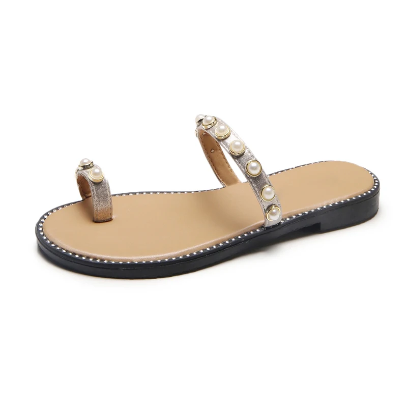 VIGOR/женские босоножки Летняя обувь на плоской подошве сандалии женские бусы