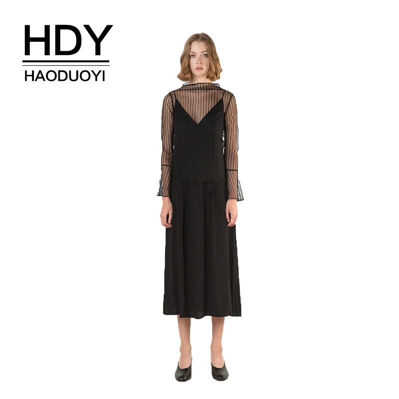 Женское платье HDY Haoduoyi однотонное на ремне с открытой спинкой простой
